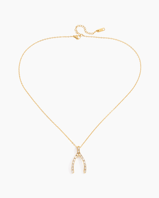 Crystal Wishbone Necklace - mifjewelry