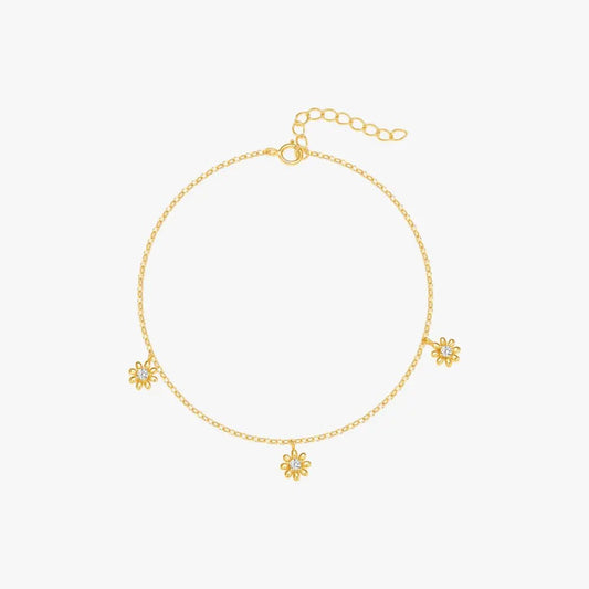 Dainty Flower Pendant Sterling Silver Bracelet - mifjewelry
