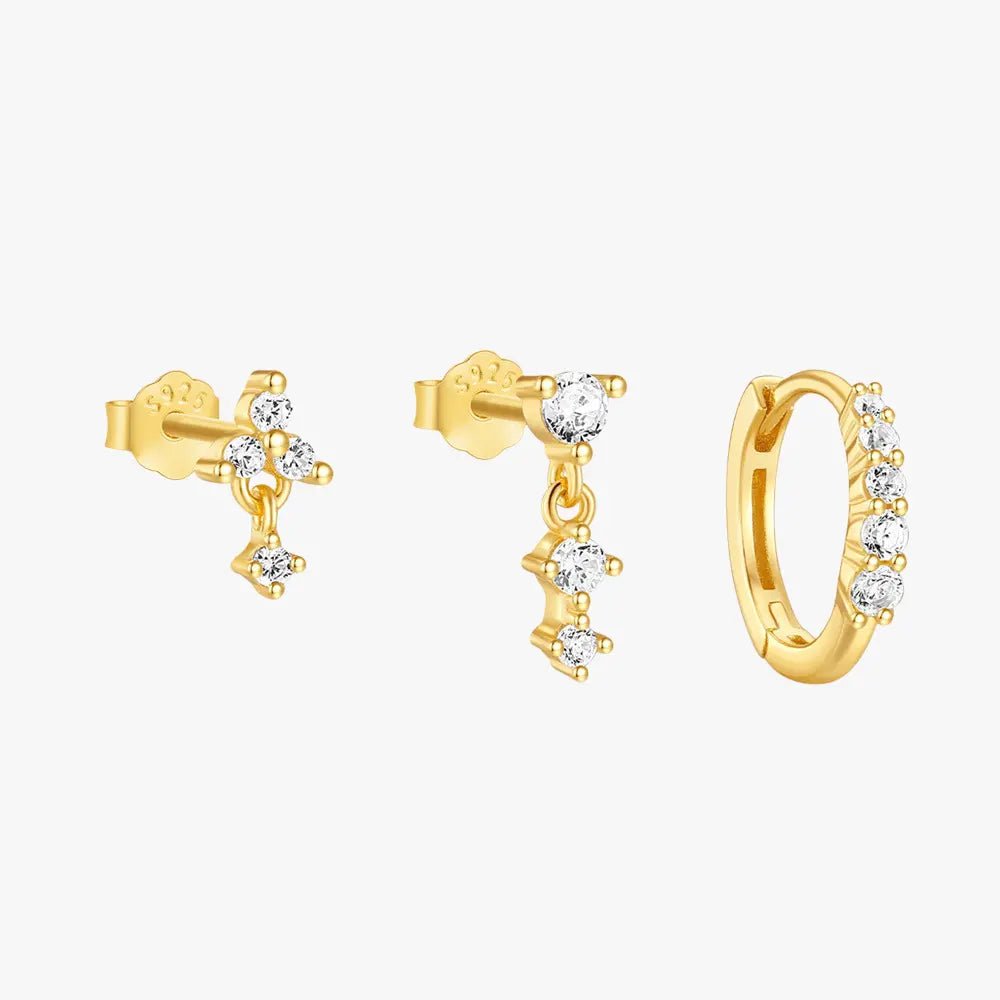 Dainty Zircon Drop and Hoop Earring Set - mifjewelry
