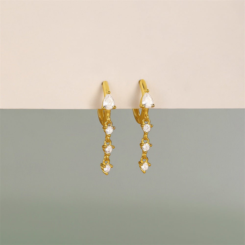 Dangle Hoop Earrings with Zirconia - mifjewelry