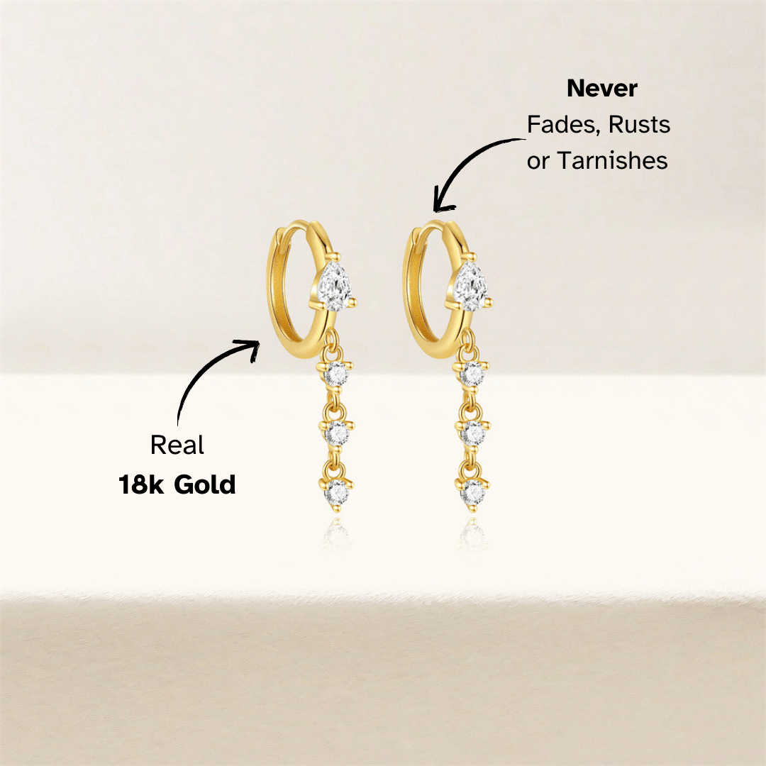 Dangle Hoop Earrings with Zirconia - mifjewelry