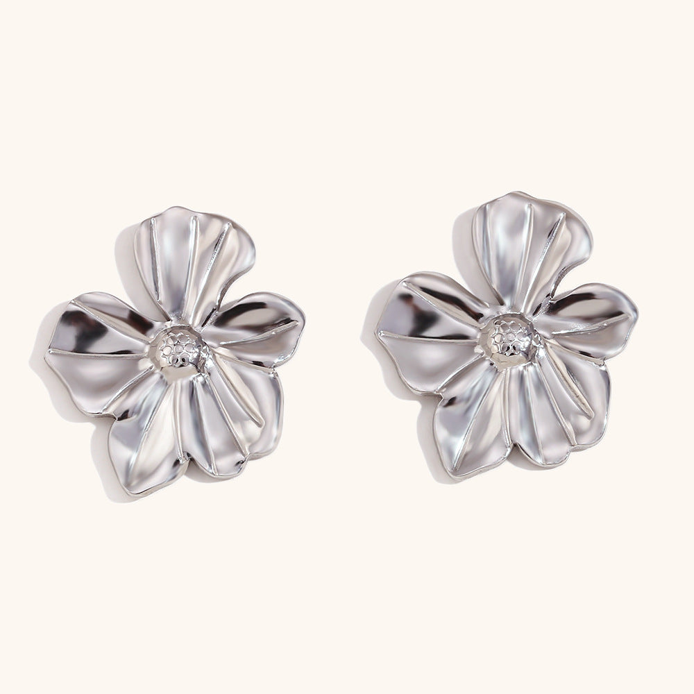 Metallic Bloom Statement Earrings