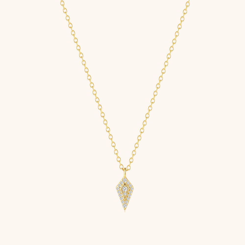 Diamond - shaped Pendant Necklace with Zirconia - mifjewelry