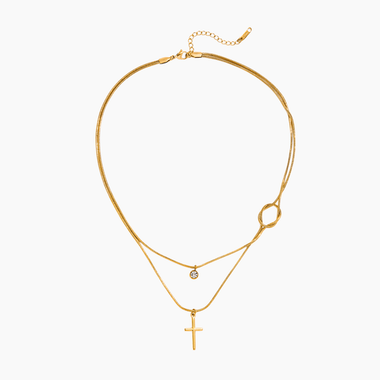 Divine Dual - Layer Cross Necklace - mifjewelry