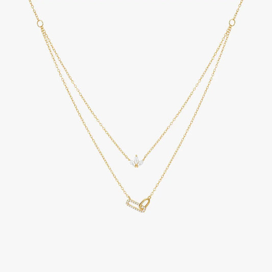 Double Halo Zircon Necklace - mifjewelry