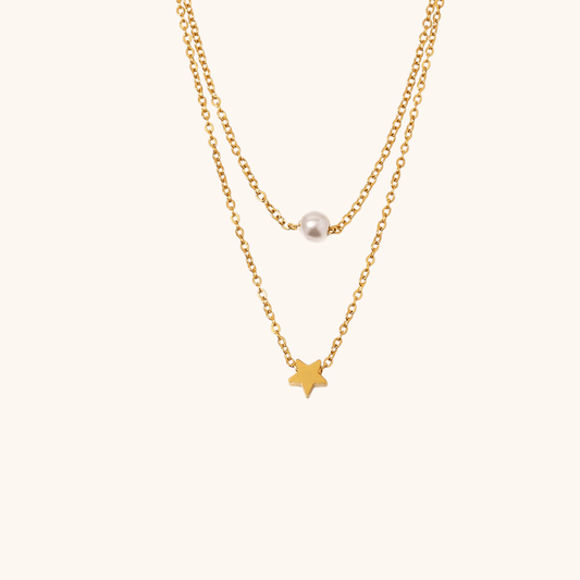 Double Layer Pearl and Star Necklace - mifjewelry