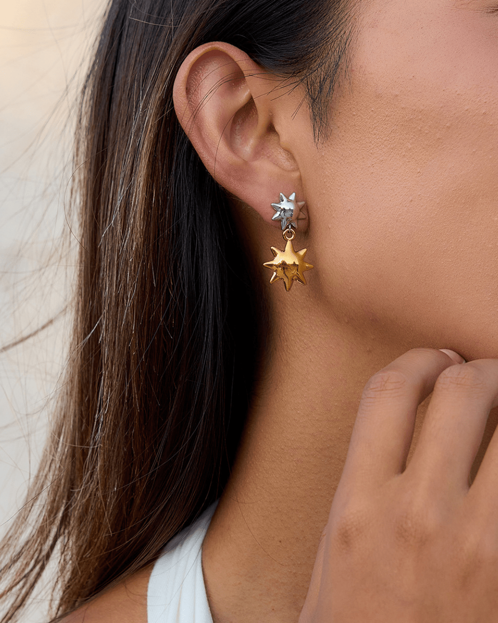 Dual Star Drop Earrings - mifjewelry