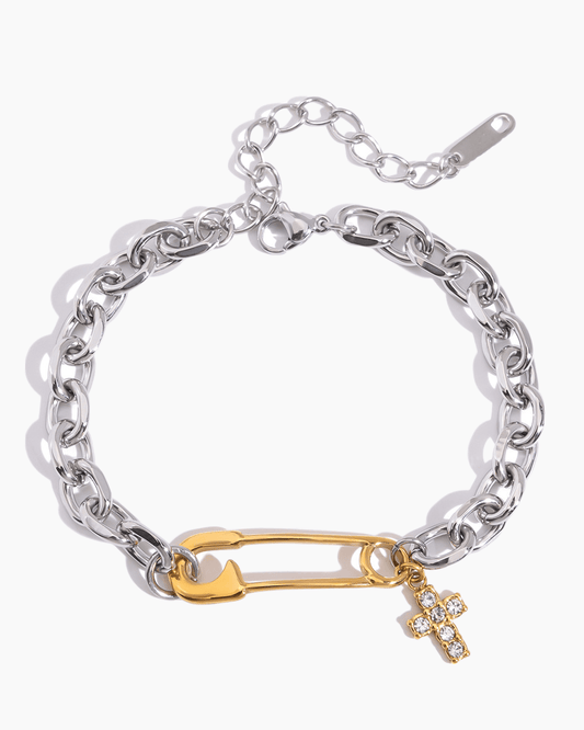 Edge Cross Safety Pin Bracelet - mifjewelry