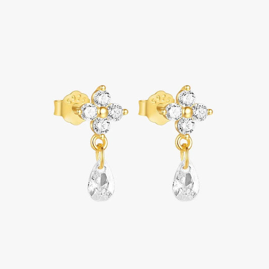 Elegant Zircon Flower Drop Earrings - mifjewelry