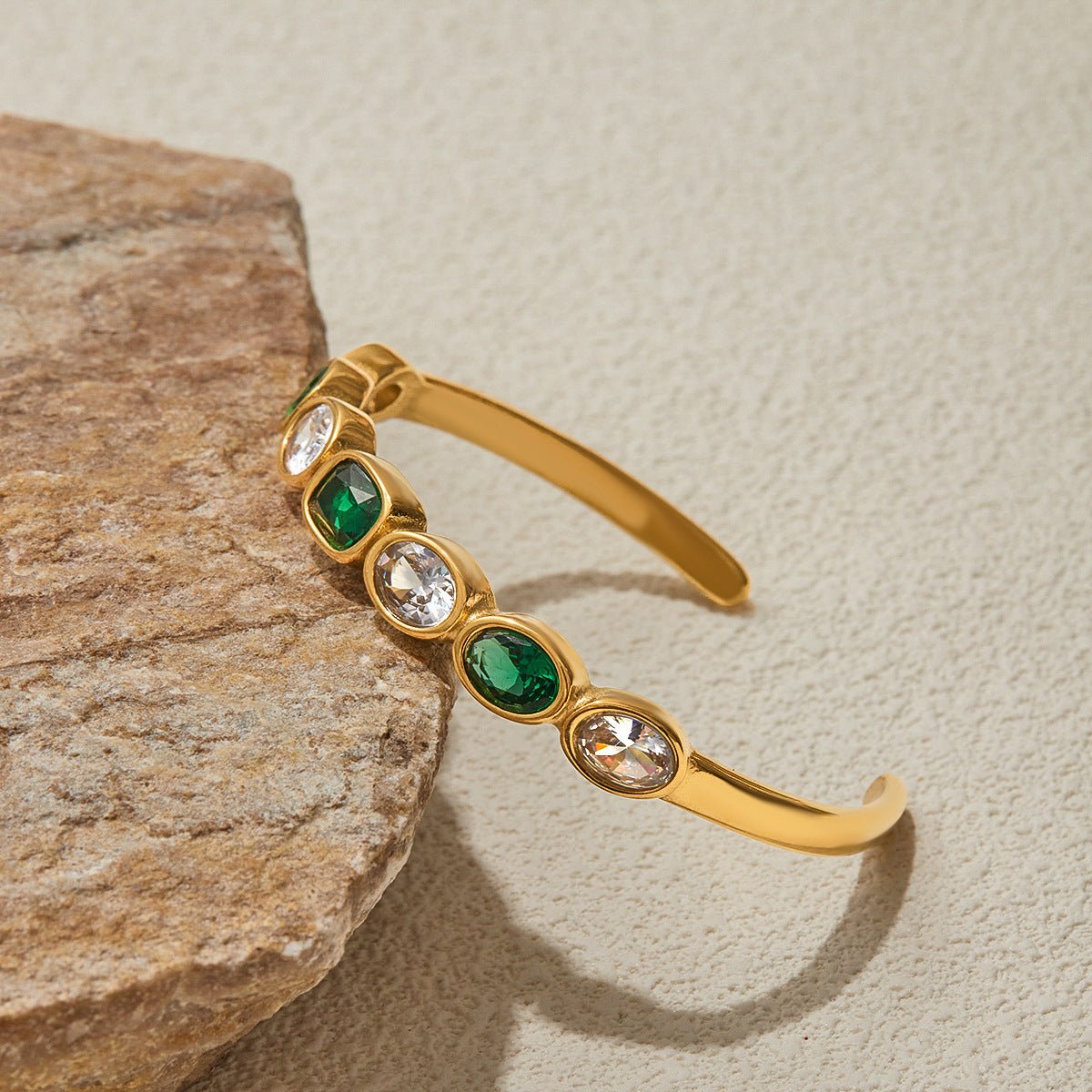 Emerald Radiance Cuff Bracelet - mifjewelry