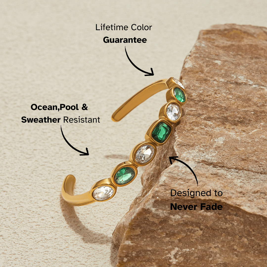 Emerald Radiance Cuff Bracelet - mifjewelry