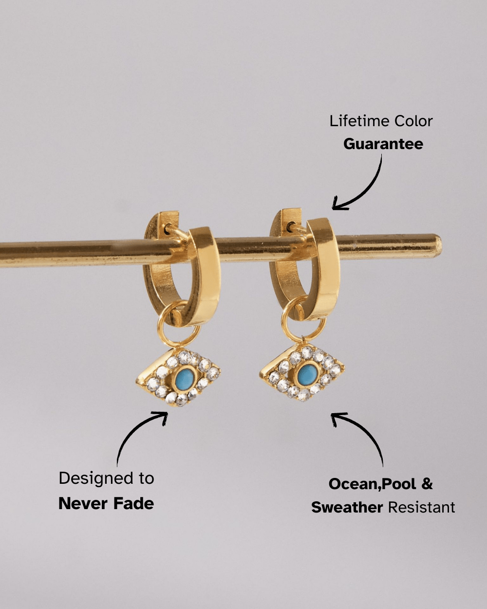 Evil Eye Charm Hoop Earrings - mifjewelry