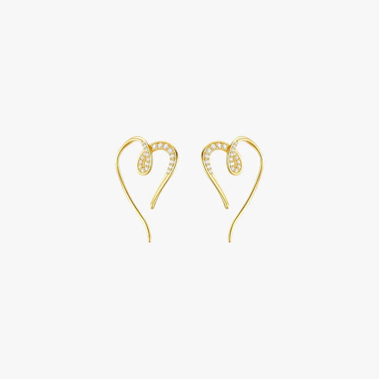 Exaggerated Curved Line Earrings with Zirconia - mifjewelry