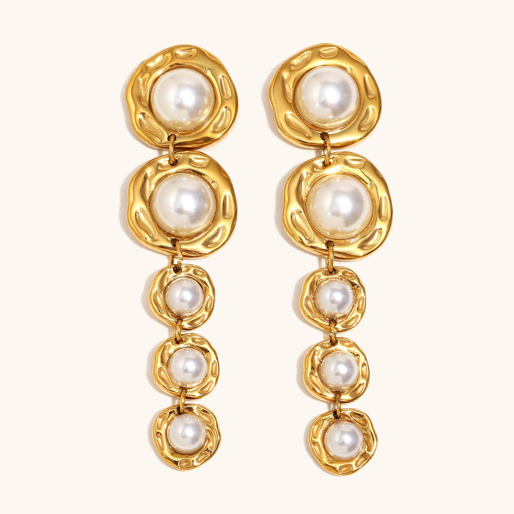 Golden Cascade Pearl Earrings