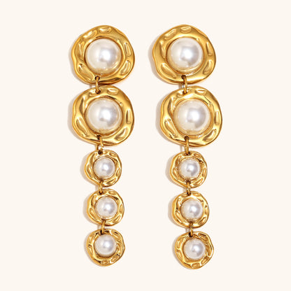 Golden Cascade Pearl Earrings