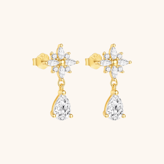 Floral Drop Earrings with Zirconia - mifjewelry