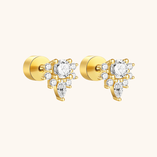 Floral Zirconia Stud Earrings - mifjewelry