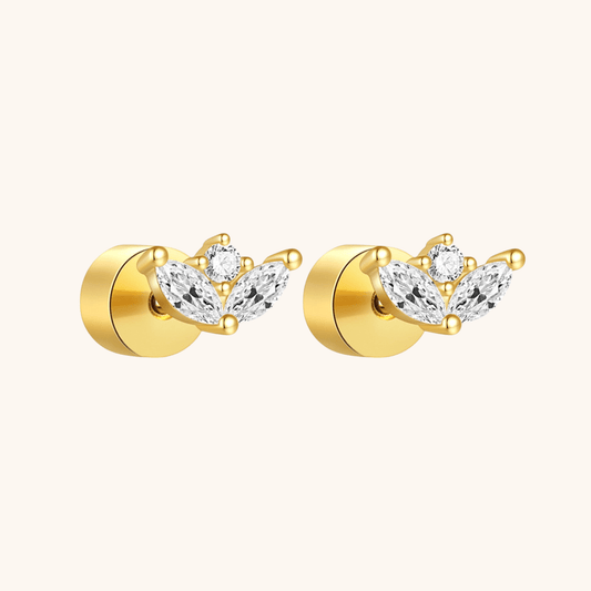 Floral Zirconia Stud Earrings - mifjewelry