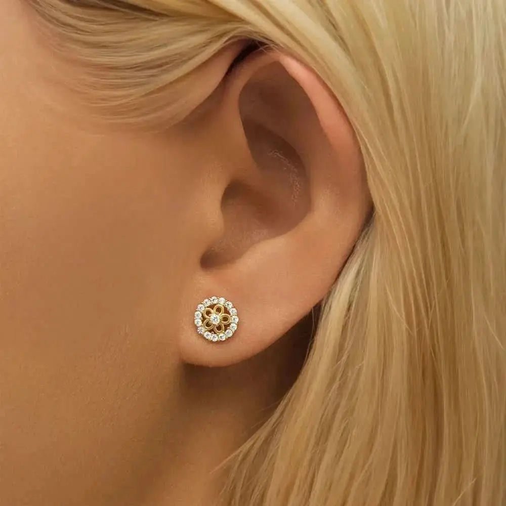 Flower Zirconia Stud Earrings - mifjewelry