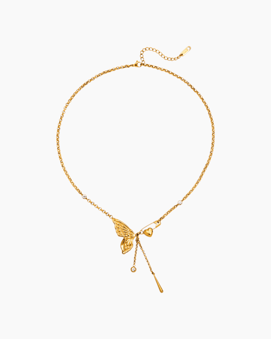 Flutter Grace Y - Drop Butterfly Necklace - mifjewelry