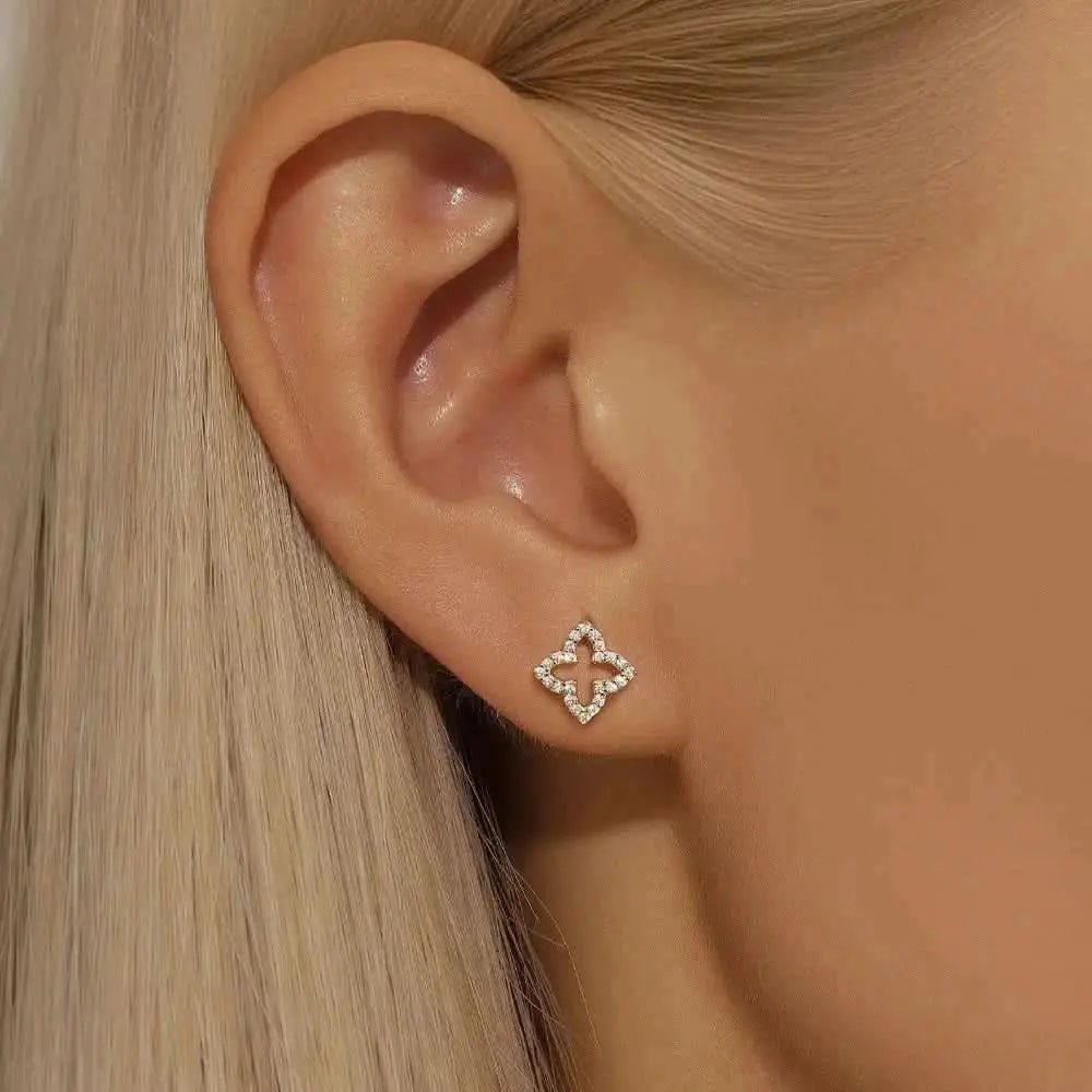 Four - Leaf Zirconia Earrings - mifjewelry