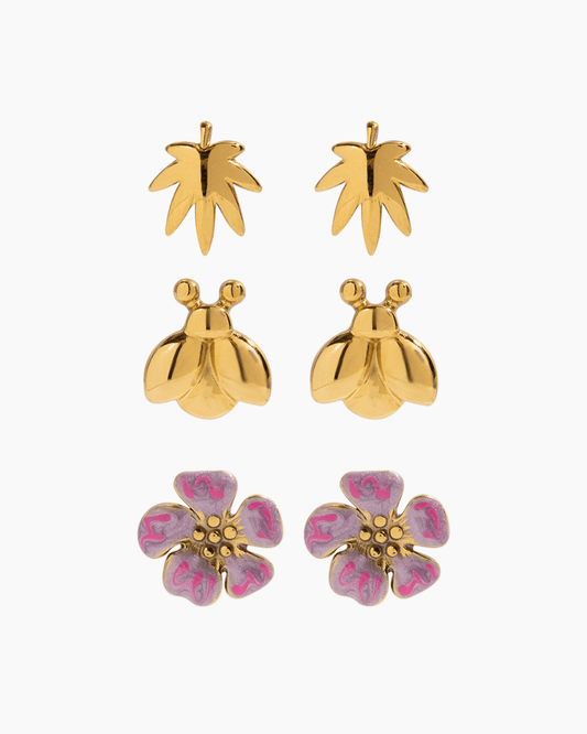 Garden Muse Trio Stud Earrings - mifjewelry