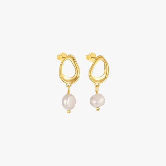 Geometric Baroque Pearl Drop Earrings - mifjewelry