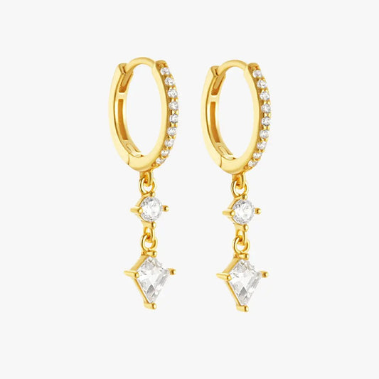 Geometric Drop Hoop Earrings - mifjewelry