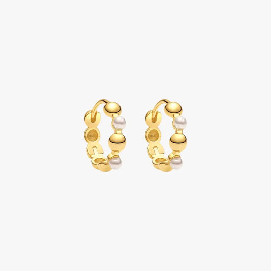 Geometric Pearl Hoop Earrings - mifjewelry