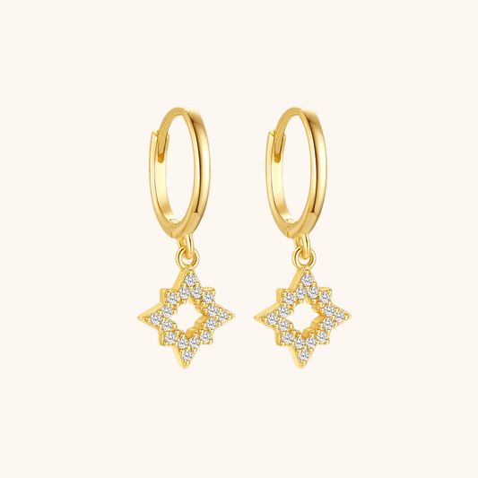 Geometric Star Dangle Hoop Earrings - mifjewelry