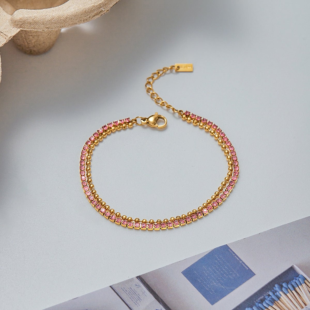 GleamEdge Dual - Tone Tennis Bracelet - Golden - mifjewelry