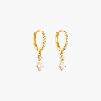 Gold diamond drop earrings, a sophisticated and sparkling accessory.