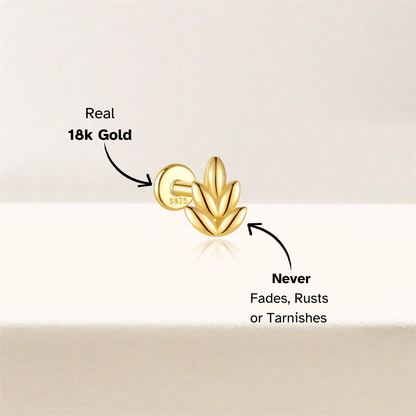 Minimalist Gold Leaf Stud Earring – 925 Sterling Silver Hypoallergenic Jewelry for Women & Girls