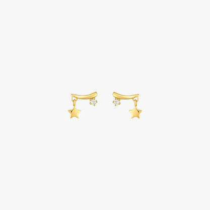 Gold star earrings with simple design, perfect for minimalist style.