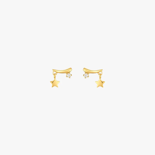 Gold star earrings with simple design, perfect for minimalist style.