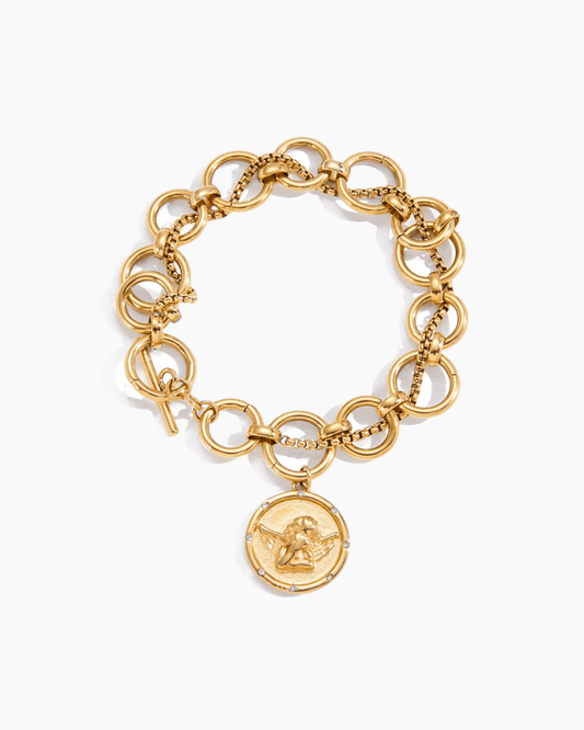 Golden Angel & Charm Link Bracelet - mifjewelry