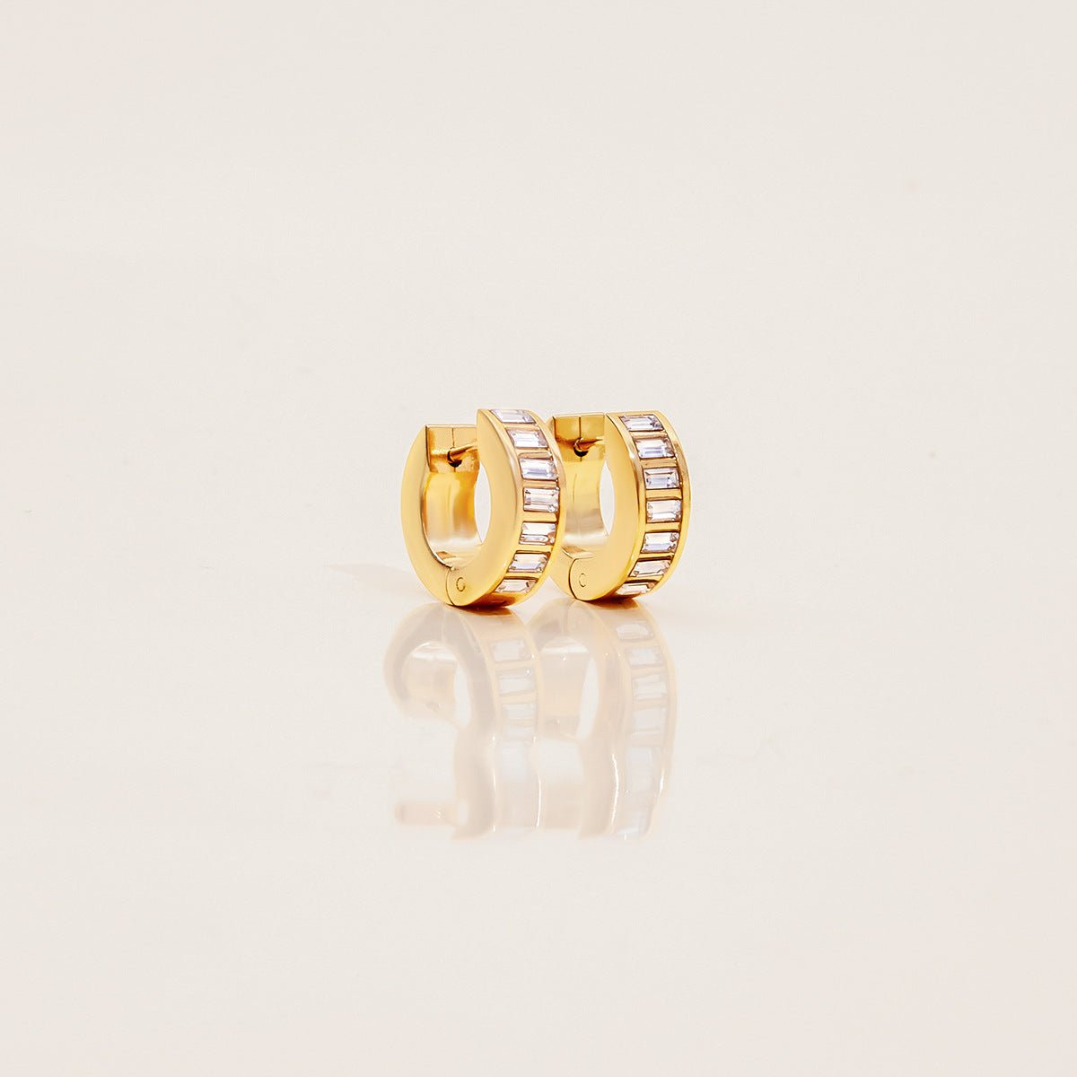 Golden Baguette Huggie Hoops - mifjewelry