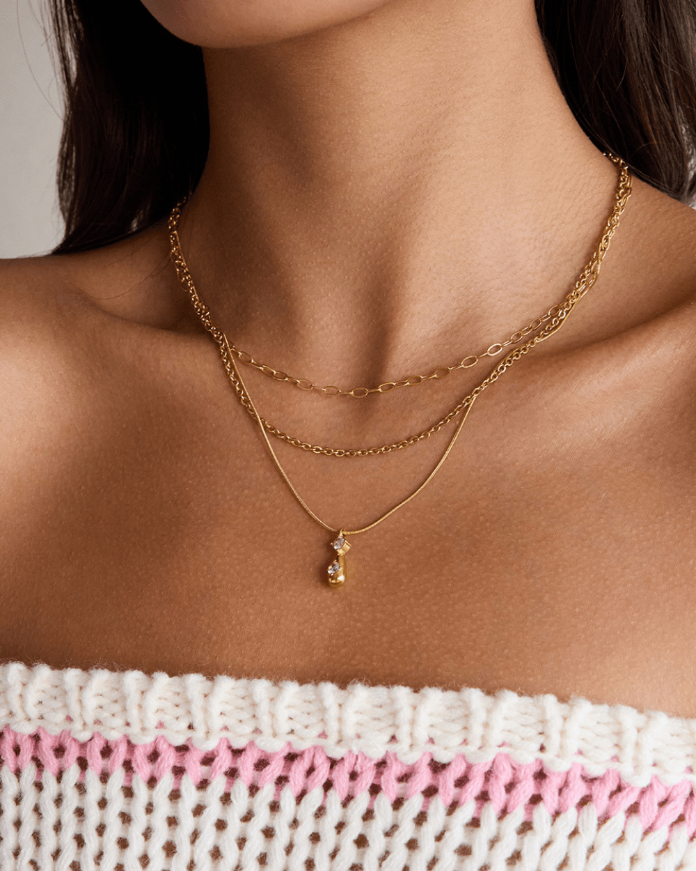 Golden Cascade Layered Necklace - mifjewelry