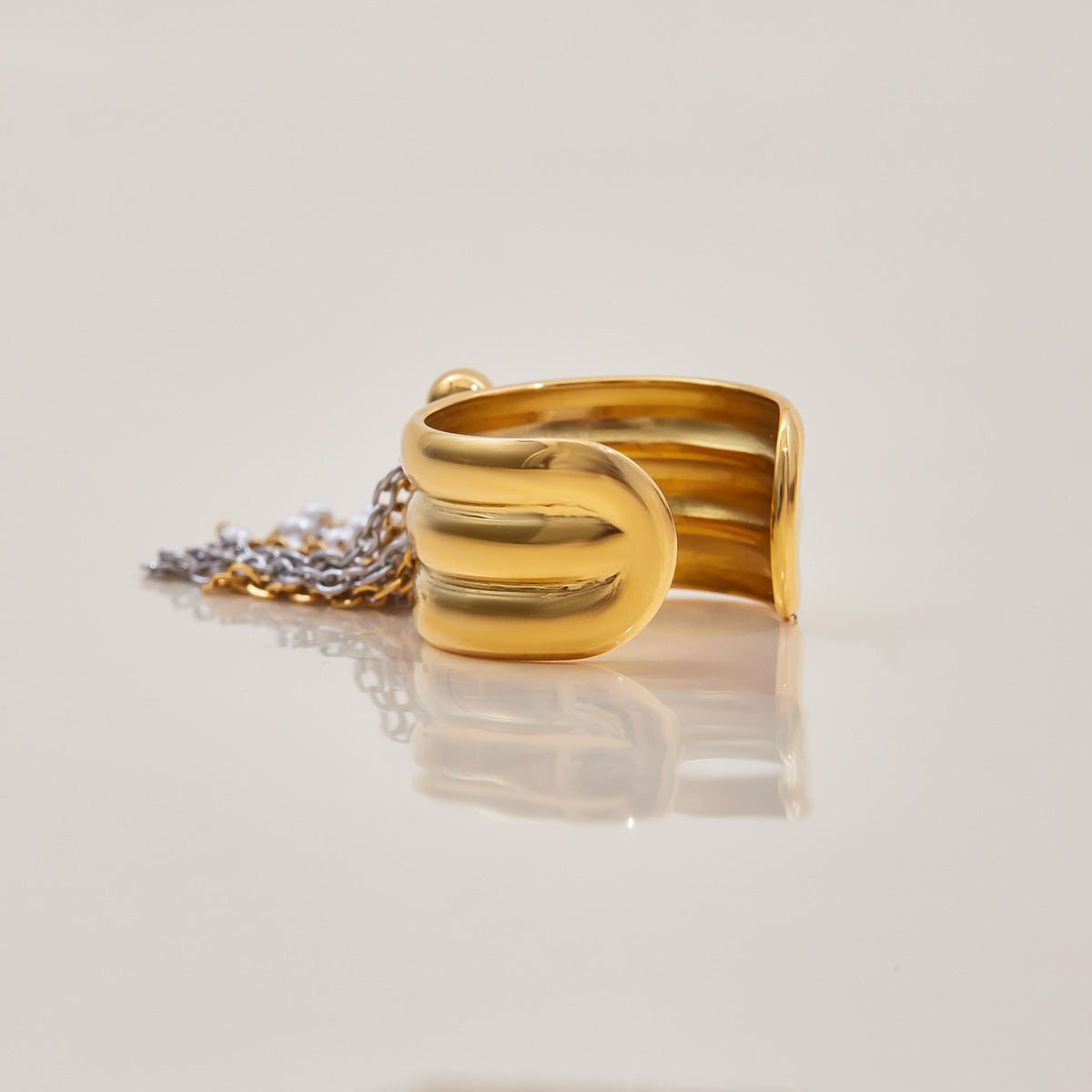 Golden Cascade Tassel Ring - Silver - mifjewelry