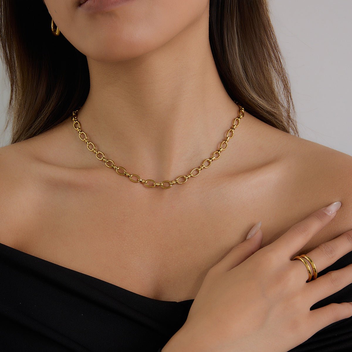 Golden Current Chain Necklace - mifjewelry