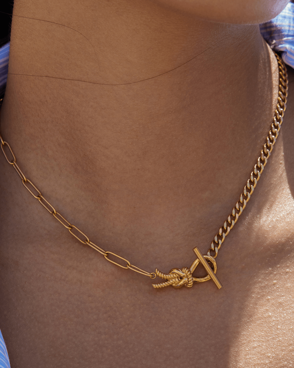 Golden Dual Chain Toggle Necklace - mifjewelry