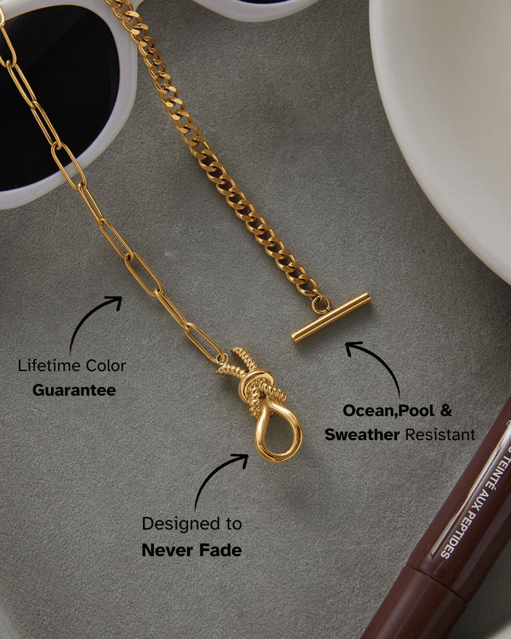 Golden Dual Chain Toggle Necklace - mifjewelry