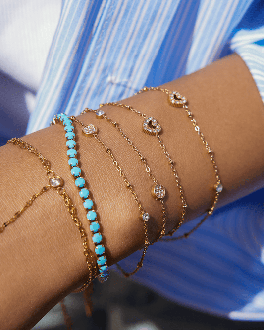 Golden Heart Crystal Dual Chain Bracelet - mifjewelry