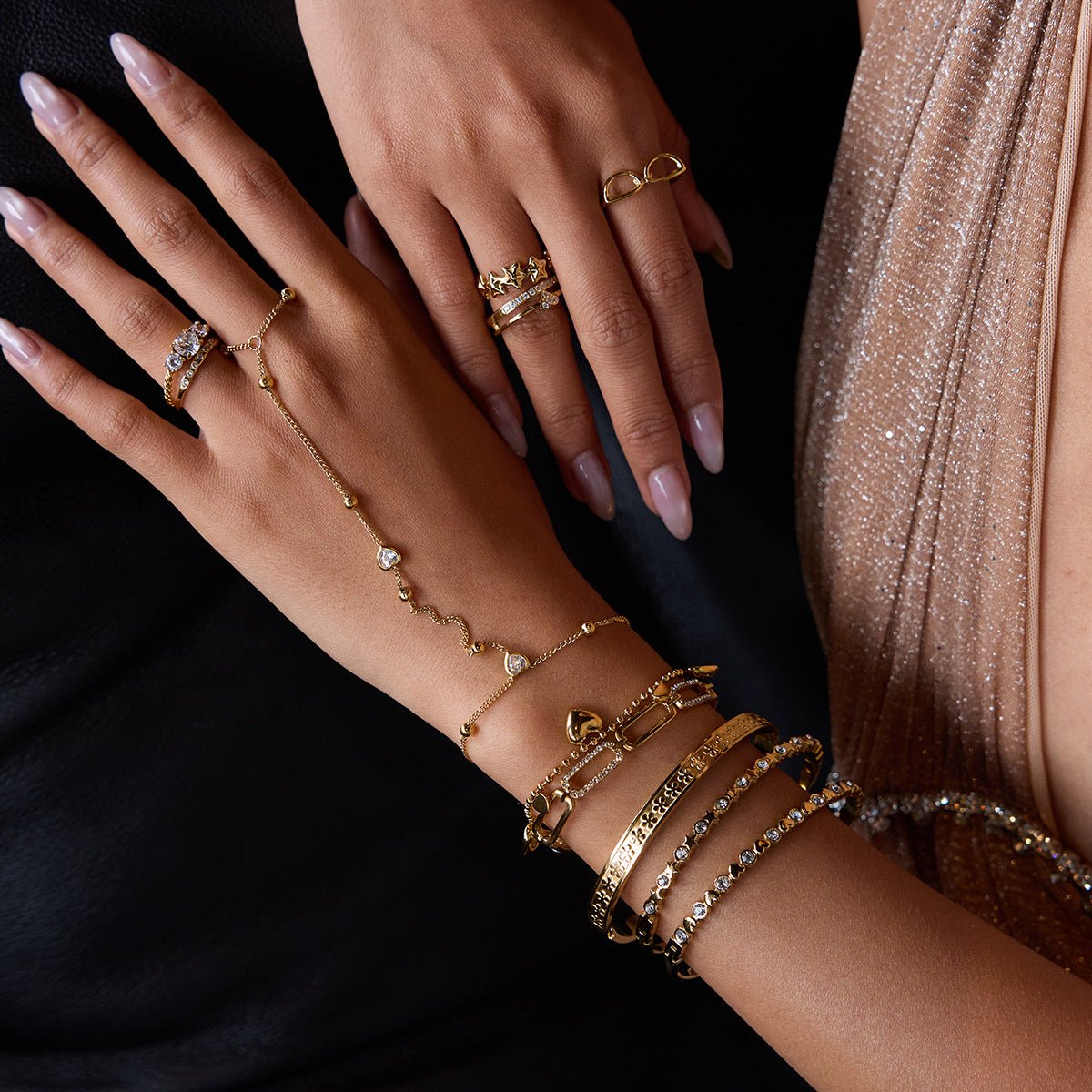 Golden Heart Drop Bead Bracelet - mifjewelry