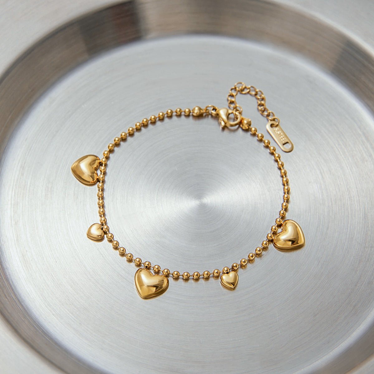 Golden Heart Drop Bead Bracelet - mifjewelry