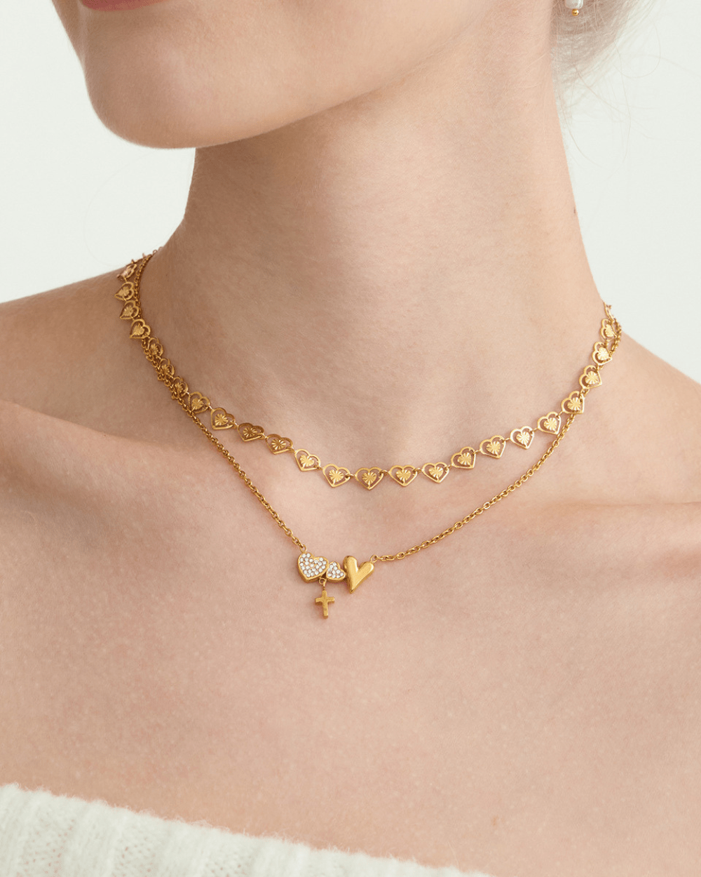 Golden Heart Link Necklace - mifjewelry