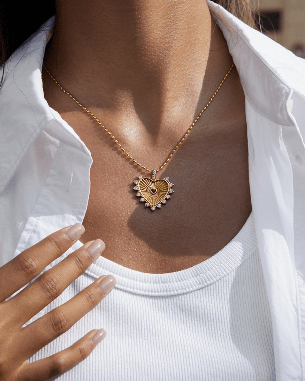 Golden Heartburst Pearl Necklace - mifjewelry