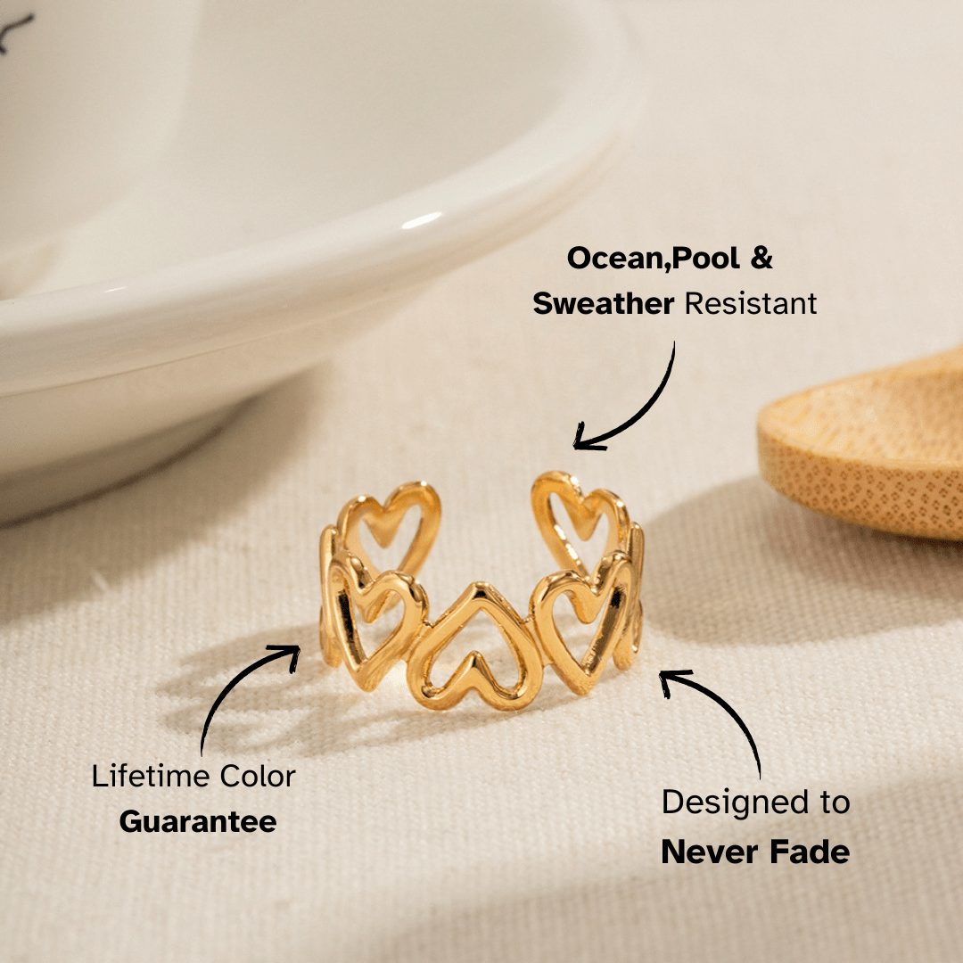 Golden Hearts Open Ring - mifjewelry
