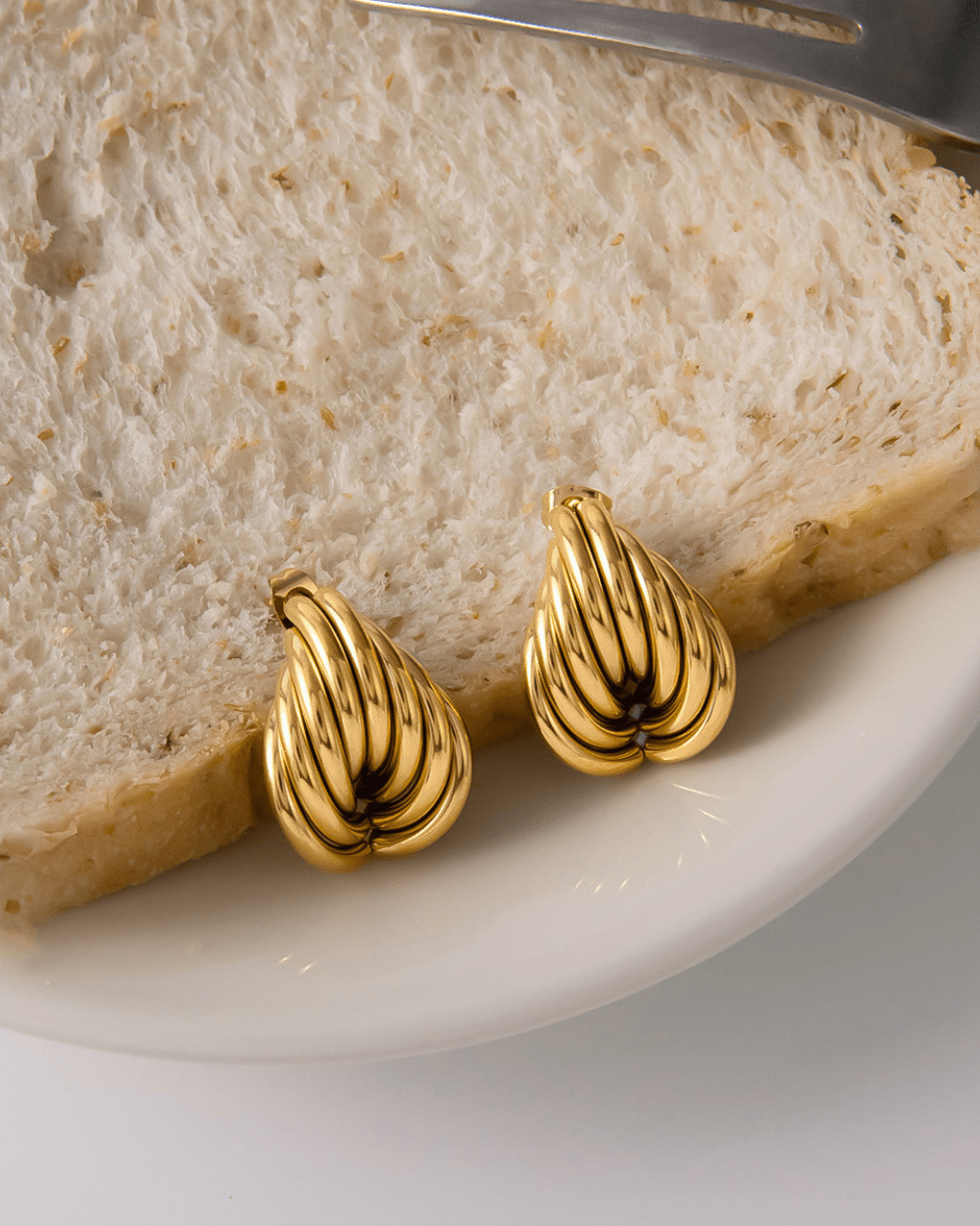 Golden Knot Link Stud Earrings - mifjewelry