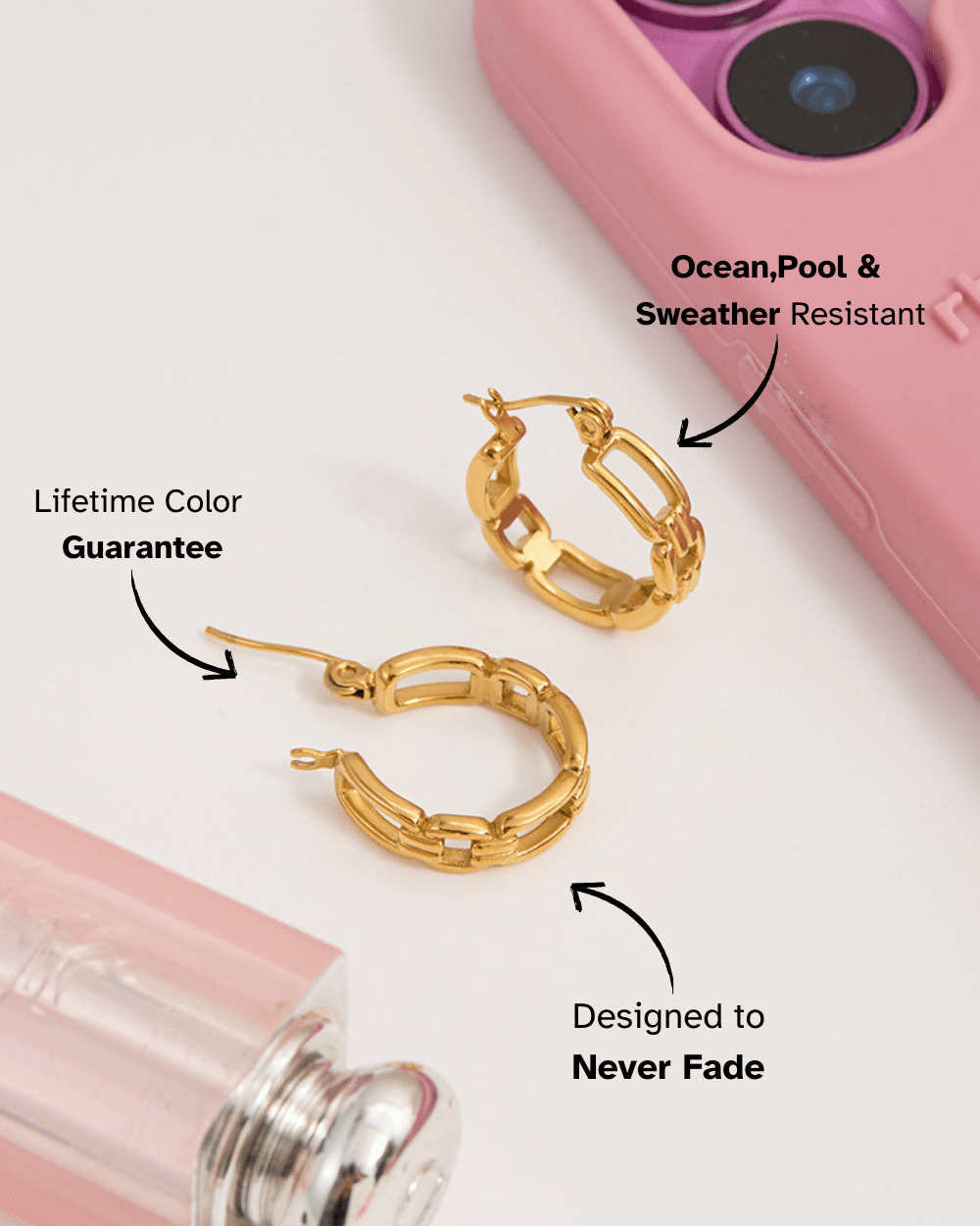 Golden Link Chain Hoop Earrings - mifjewelry
